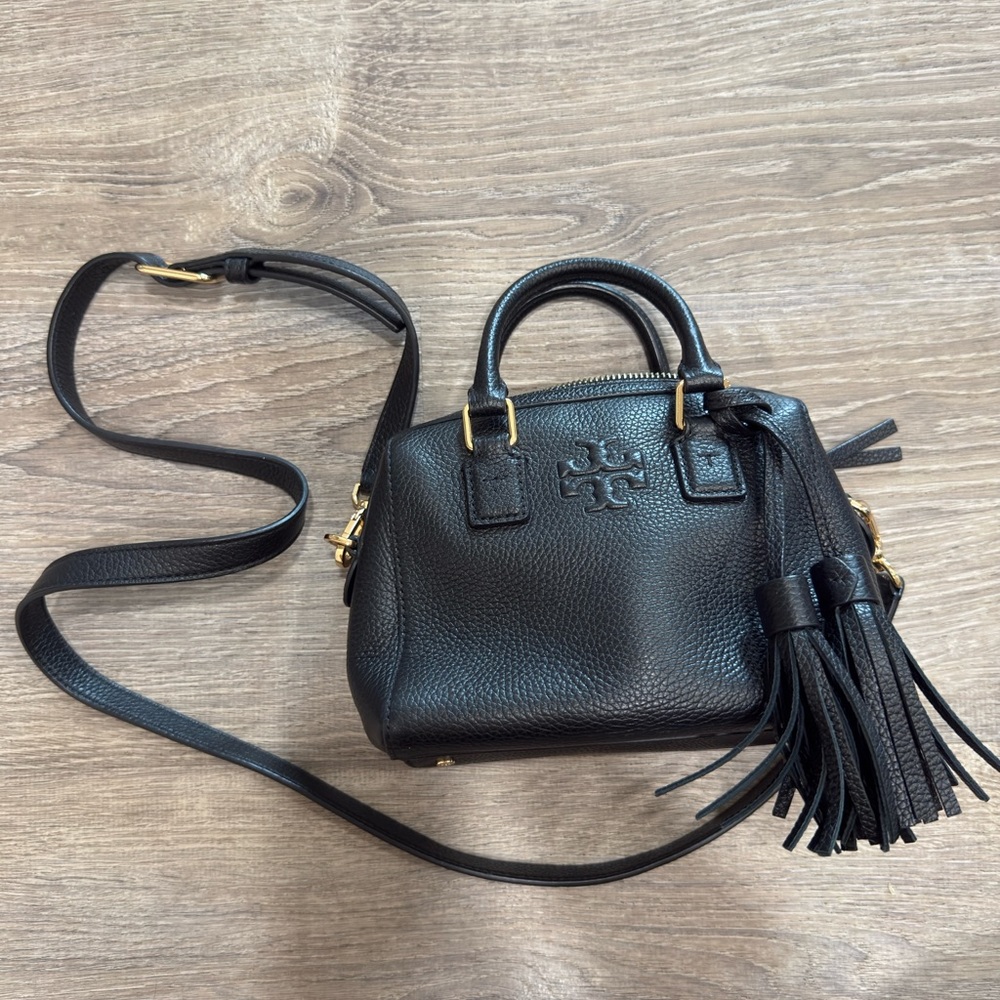 Tory Burch Black Mini Crossbody Bag with Tassel